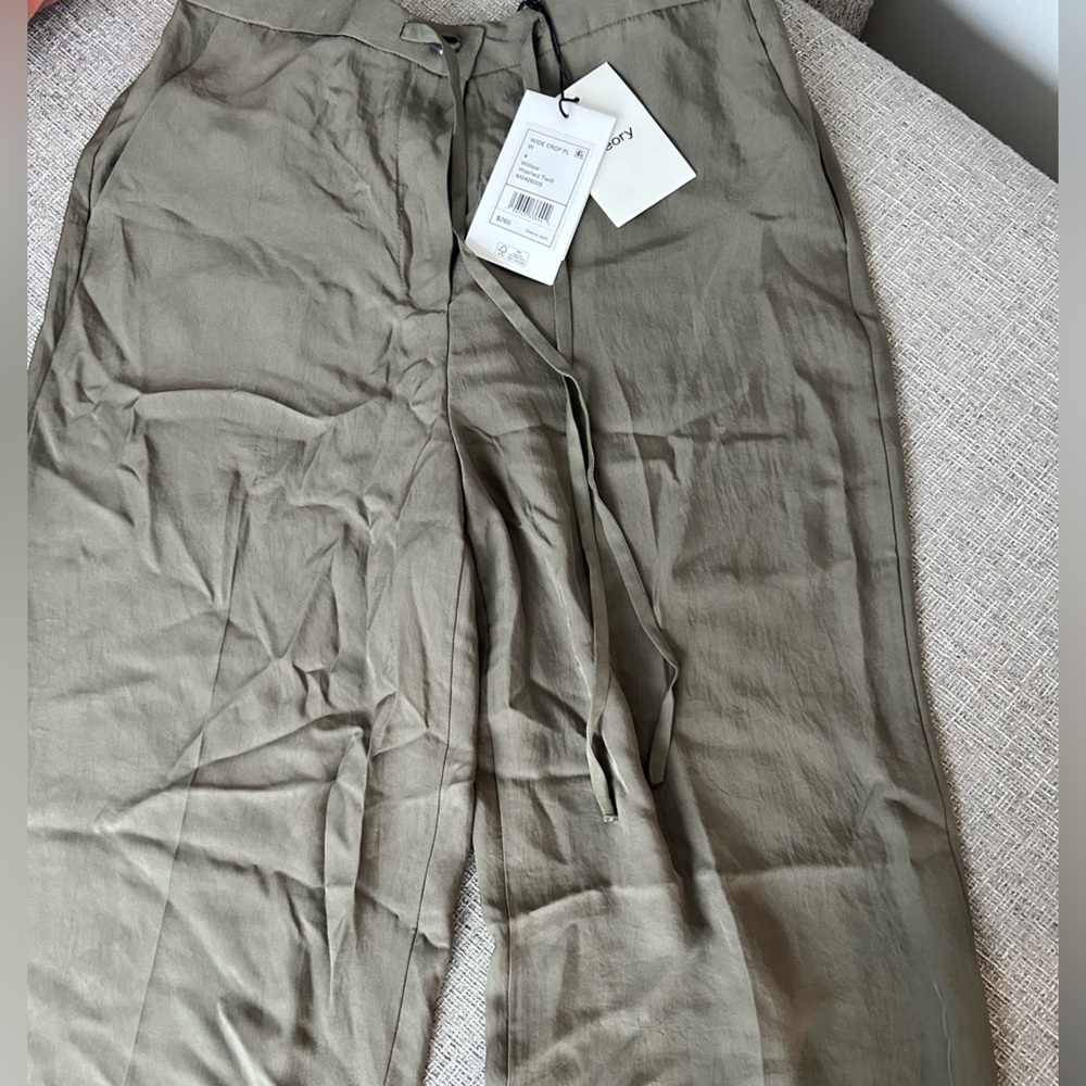 Theory washed twill (silk) pants.